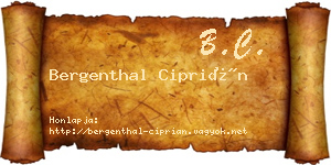 Bergenthal Ciprián névjegykártya